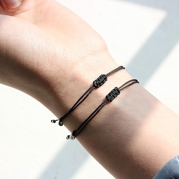 Morse Code Bracelets for Women Gifts for Her Mom Daughter Sister Best Friend Adjustable Silk Beaded Wrap Bracelet Funny Inspirational Jewelry 