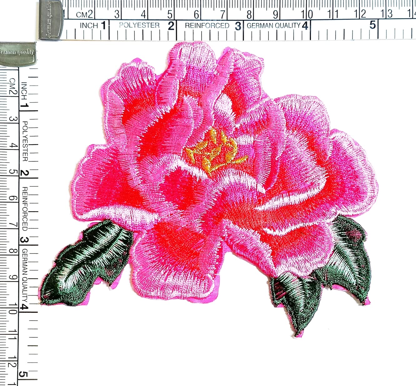 Kleenplus Pink Rose Patch Flowers Love Embroidered Badge Iron On Sew On Emblem for Jackets Shirts Clothes Sticker Arts Decorative Repair