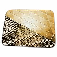 3dRose Two Texture Triangle Pane and Honeycomb Gold Metal Effect - Dish Drying Mats (ddm-213881-1)