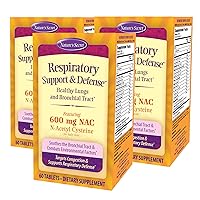 Nature's Secret Respiratory Support & Defense - 60 Tablets, Pack of 3 - Promotes Healthy Lungs & Bronchial Tract - With NAC, Fenugreek & Marshmallow - 90 Total Servings