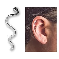 The Original Sterling Silver Wave Cartilage Earring | Helix Hex Long Ear Climber | Piercing Jewelry For Women And Girls (20 Gauge (Standard), RIGHT Ear)