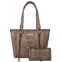 Montana West Spiritual Collection Western Tote Bag for Women Vegan Leather Shoulder Handbag with Wallet