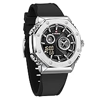 NAVIFORCE Men's Watch Dual Display Analogue Digital Wrist Watch Multifunctional Military Quartz Sport Waterproof Silicone Band
