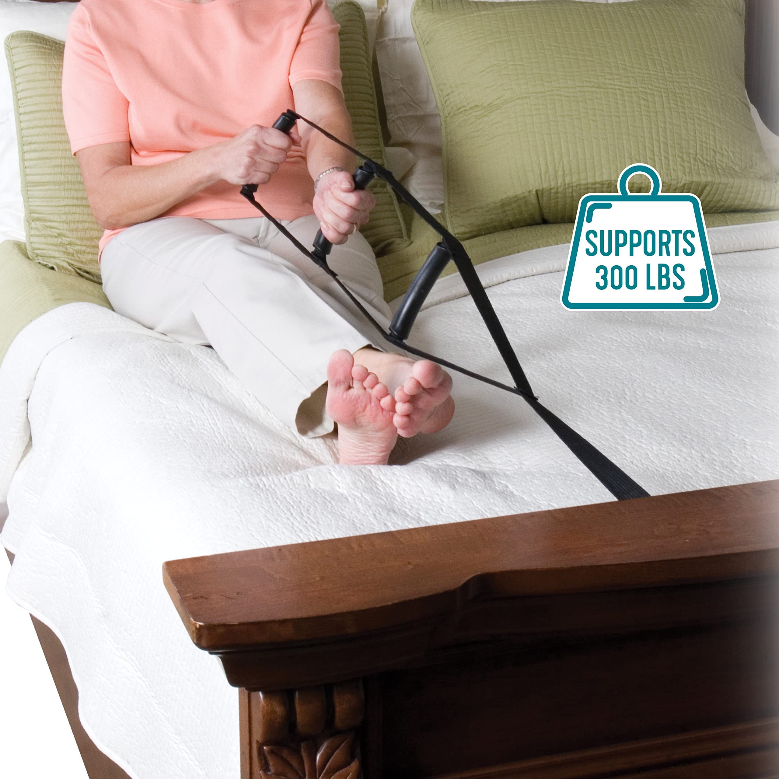 Stander BedCaddie, Pull Up Assist Bed Ladder with Non-Slip Handles for Adults, Seniors, and Elderly, Adjustable Length Bed Lift, Sit Up Helper Bed Assistance, Mobility Aid for Handicapped and Injured