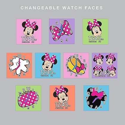 Accutime Kids Disney Minnie Mouse Pink Educational, Touchscreen Smart Watch Toy for Girls, Boys, Toddlers - Selfie Cam, Learning Games, Alarm, Calculator, Pedometer and More (Size: 40mm)