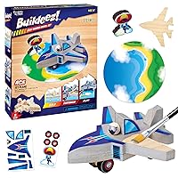 Creativity for Kids Buildeez! Easy Wooden ​Model Set​: Jet Plane Ace - Airplane STEM Kit, Craft for Kids, Kids Activities and Gifts for Boys Ages 5-7+