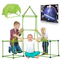 150Pcs Fort Building Kit, Glow in The Dark Fort Building Kit for Kids 4-8, DIY Creative Tent for Boys & Girls, Air Fort Builder Building Toys for Kids STEM Toys Gift Indoor and Outdoor(with Cloth