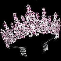 TOBATOBA Pink Crown Pink Tiara, Pink Crystal Tiaras and Crowns for Women, Wedding Tiara for Bride Princess Tiara, Royal Queen Crown Quinceanera Headpieces for Birthday Prom Pageant Halloween Cosplay