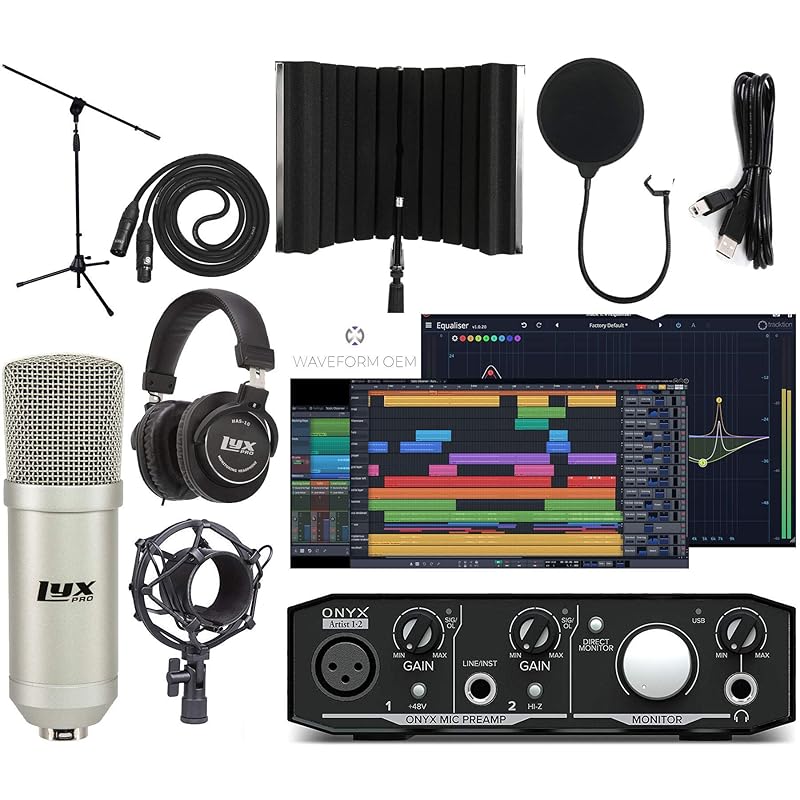 Onyx　Professional　Recording　Amazon　Mỹ　and　Condenser　2023　hãng　Software　Mackie　Pro　chính　interface　Mua　trên　2-2　Bundle　Music　Shield　Audio/Midi　with　Production　Isolation　With　Microphone　Tools　Studio　First/Tracktion　Artist　Giaonhan247