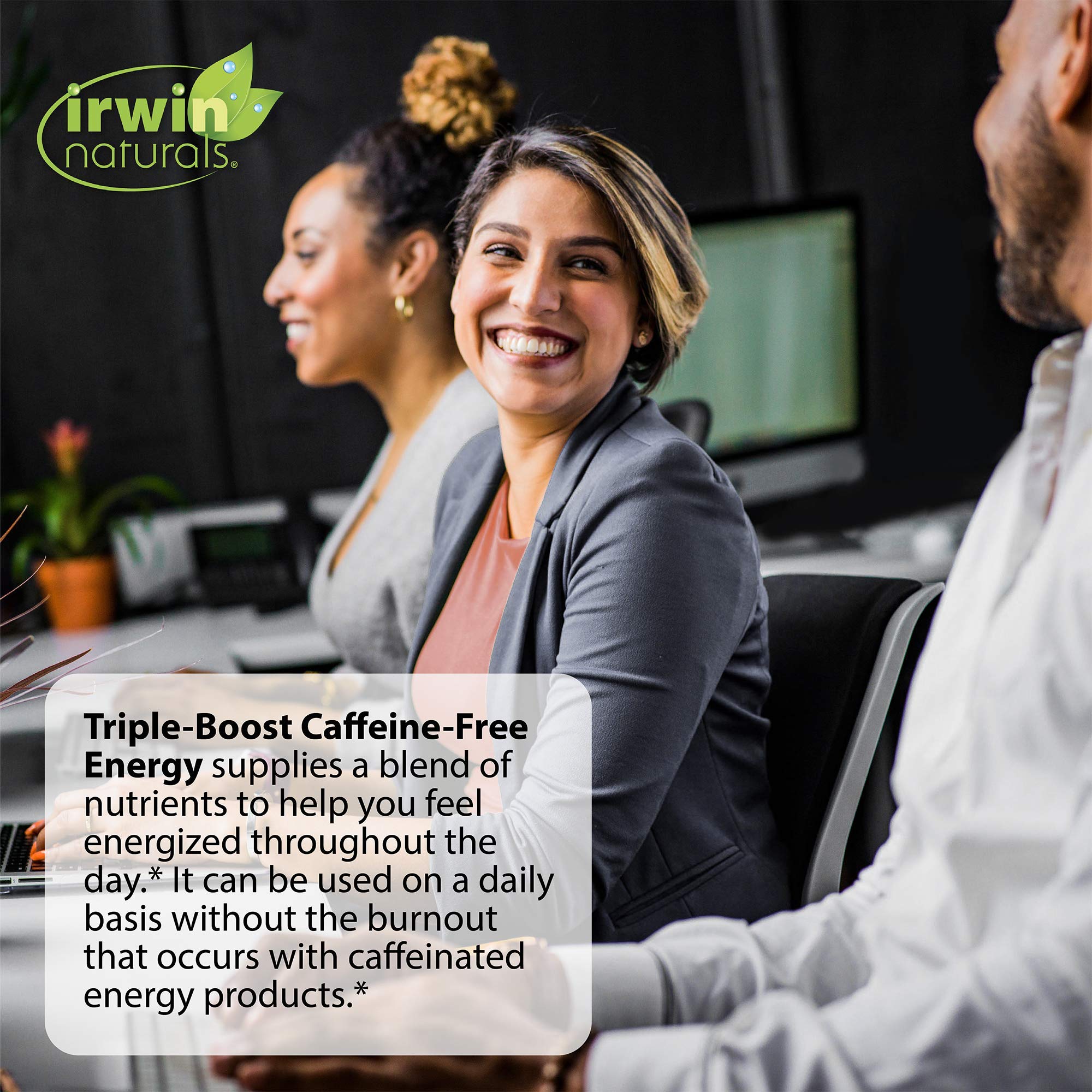 Irwin Naturals Triple-Boost Caffeine-Free Energy - Lasting, Jitter-Free Focus - Brain Boosting Nootropic - 75 Liquid Softgels (Pack of 2)