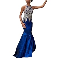 Changjie Women's Mermaid Prom Dress Lace Applique Beading Formal Evening Gown