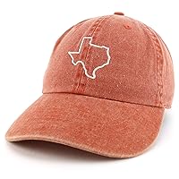 Trendy Apparel Shop Texas State Outline Embroidered Washed Cotton Adjustable Cap