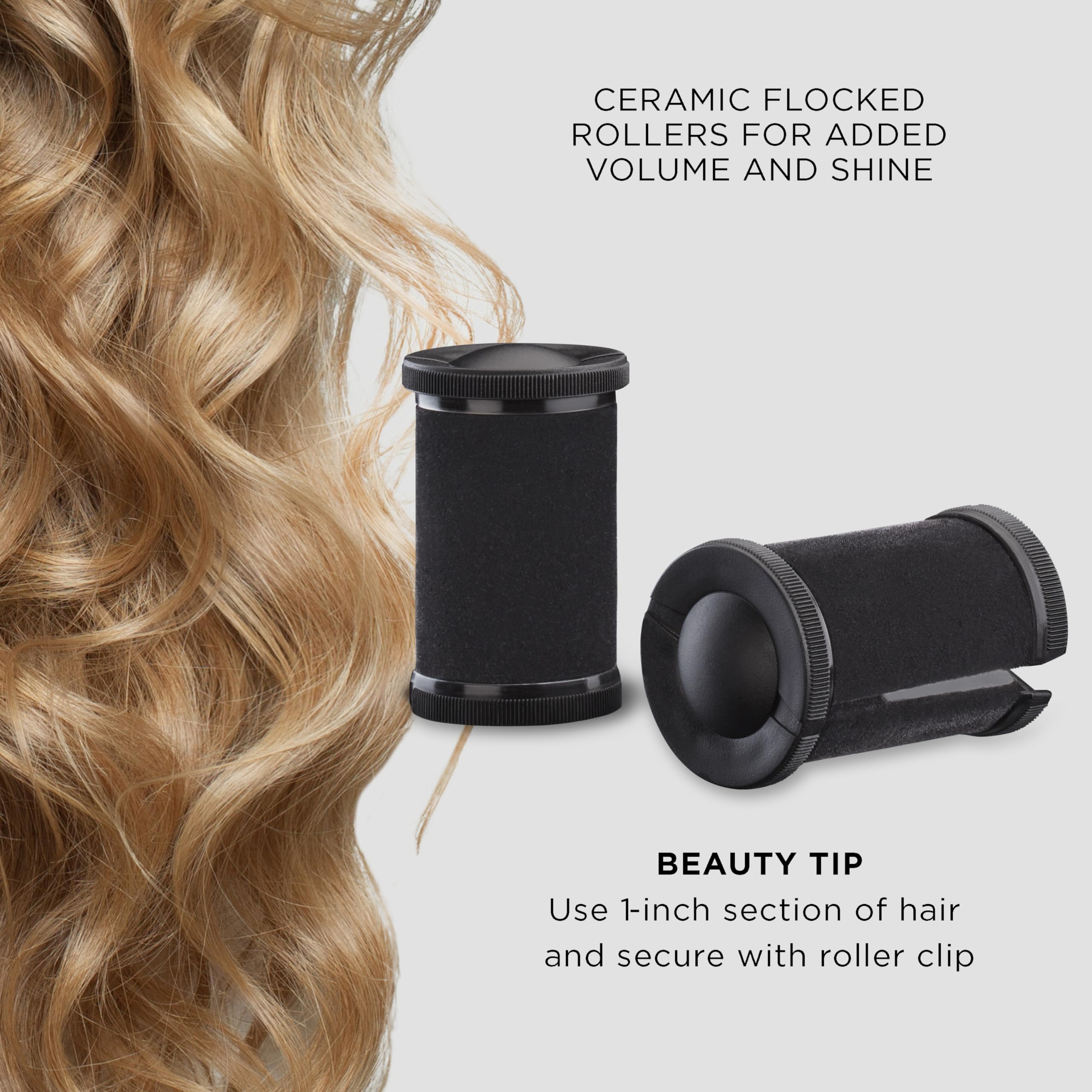 Conair Ceramic 1 1/2-inch Hot Rollers, Super Clips Included, Create Big Bouncy Curls, Black - Amazon Exclusive