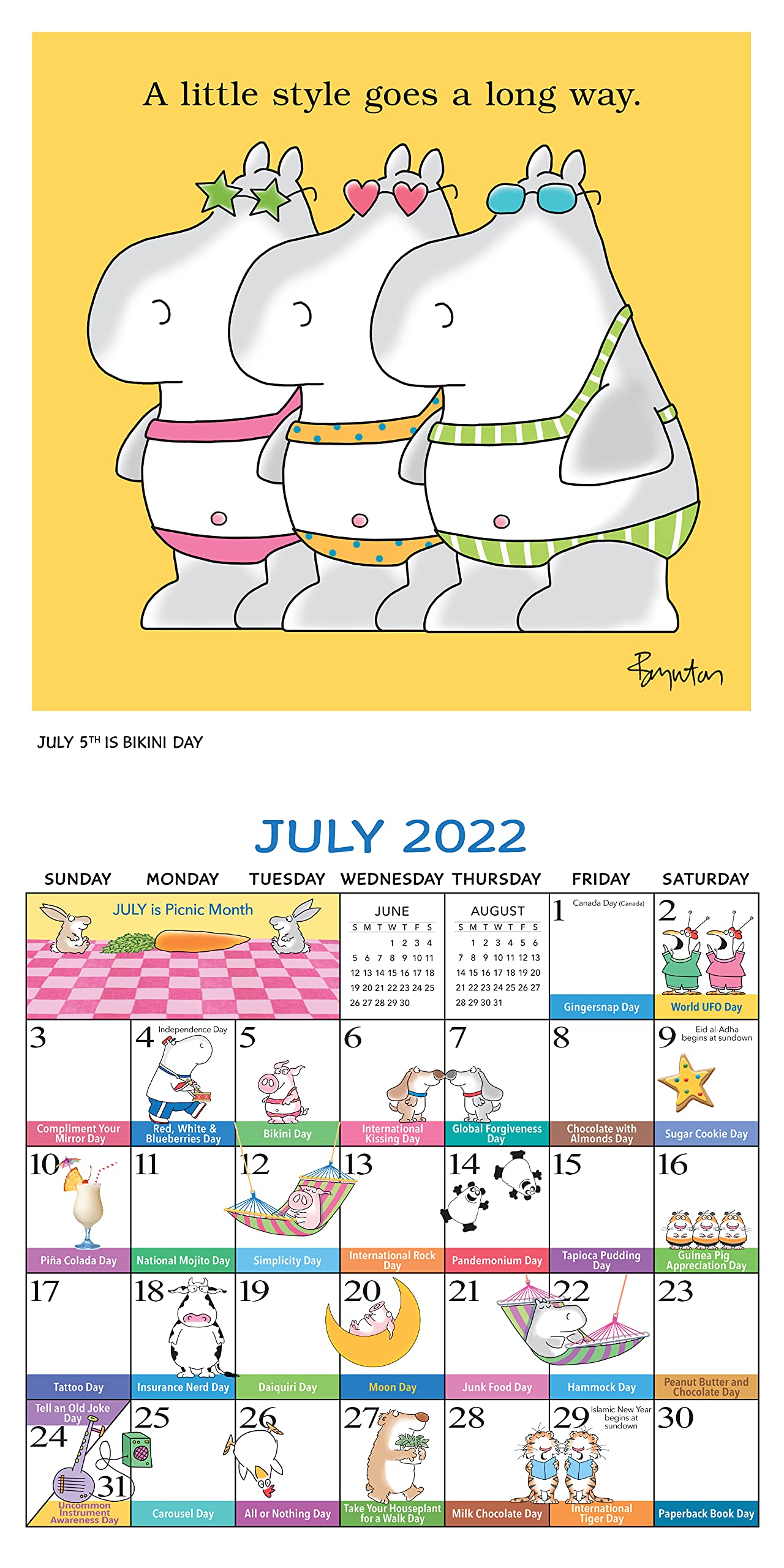 Sandra Boynton's Every Day's a Fabulous Holiday 2022 Wall Calendar