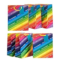 Multipack Of 6 Large Gift Bags With Tags For Any Occasion - Rainbow Design