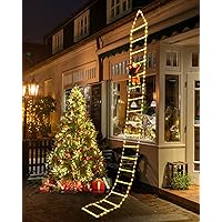Christmas Decorations LED Ladder Lights with Climbing Santa Claus - Outdoor Christmas Decorative Lights - 3M, Warm White