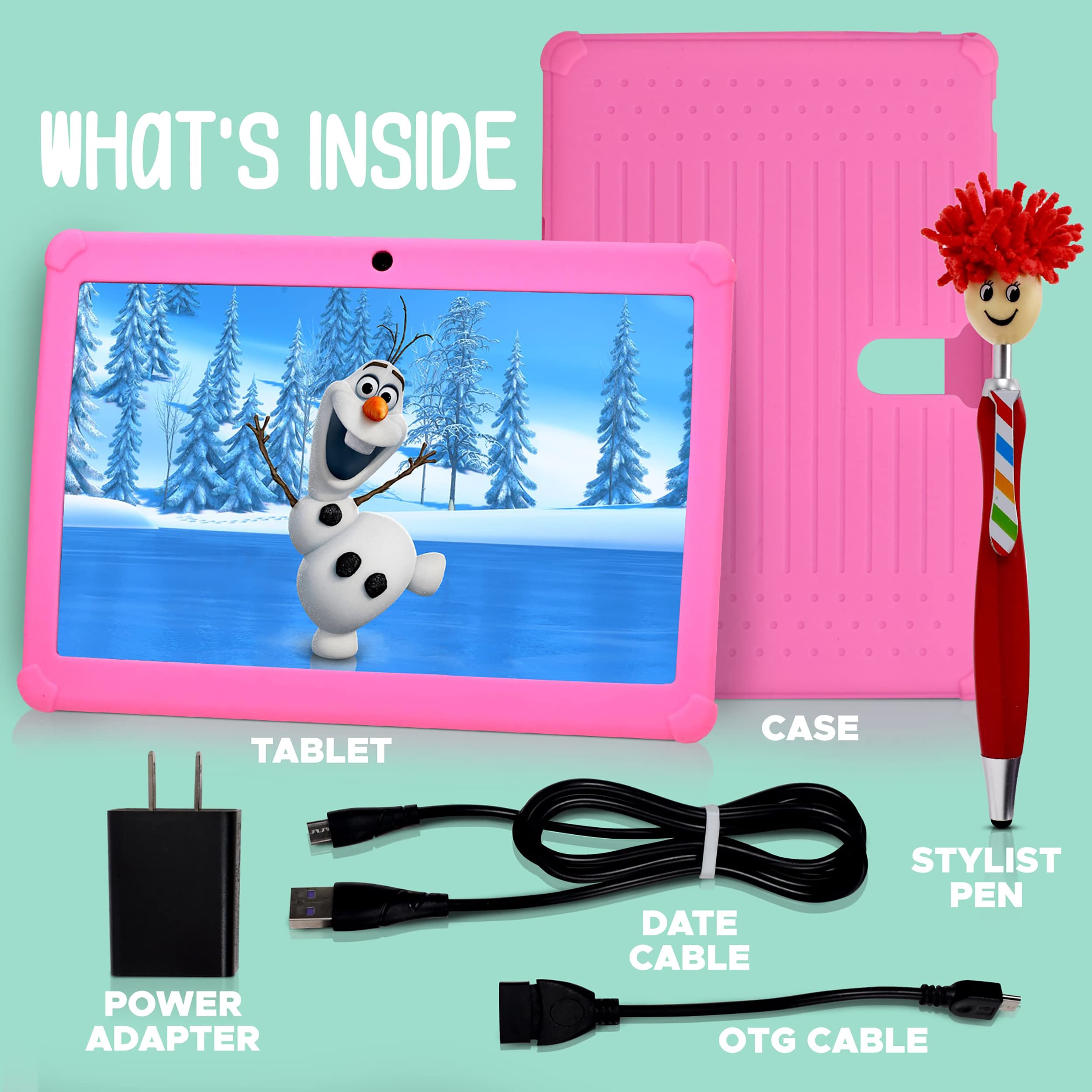 Pyle 10.1-Inch Android Tablet w/ 1080p HD Display, Dual Camera, WiFi Compatibility, Quad-Core Processor,10.1” Kids Tablet w/Stylus Pen  1GB RAM, 8GB Storage, Kid-Proof Cover (Pink)