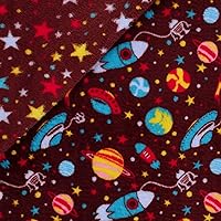 Mook Fabrics Fleece Flannel 2 Sided 160001 Space Star, Brown, 12 Yard Bolt