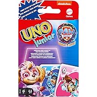 Mattel Games UNO Junior Paw Patrol: The Mighty Movie Kids Card Game for Family Night Featuring 3 Levels of Play for 2 to 4 Players