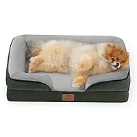 Bedsure Small Orthopedic Dog Bed - Washable Bolster Dog Sofa Beds for Small Dogs, Supportive Foam Pet Couch Bed with Removable Washable Cover, Waterproof Lining and Nonskid Bottom Couch, Dark Green