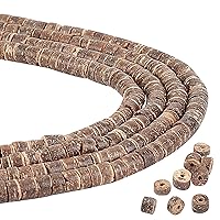 CHGCRAFT 592Pcs Coconut Shell Beads Natural Flat Round Coconut Beads Brown Coconut Oblate Beads Spacer Beads for DIY Bracelet Necklace Jewelry Making