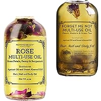 Rose Multi-Use Oil for Face, Body and Hair - Organic Blend of Apricot, Vitamin E - Multi-Use Oil for Face, Body and Hair - Forget Me Not - Organic Blend of Apricot