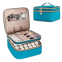 Yarwo Pill Bottle Organizer for 36 Bottles (Under 3.7” H), Double-Layer Medicine Bag with Removable Dividers for Pills, Vitamins and First Aid Kits, Fit for Home, School, Travel, Teal (Bag Only)