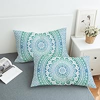 Boho Mandala Pillow Cases 2 Pieces Floral Paisley Pattern Printed Pillowcases Indian Hippie Themed Square Bedclothes