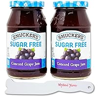 Wyked Yummy Concord Grape Jam Bundle with (2) 12.75 Ounce Jars of Smucker’s Sugar Free Concord Grape Jam and (1) Spreader Plastic Knife and Jar Scraper