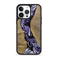 Carved Hand Crafted Wood and Resin Phone Case for iPhone 15 Pro Max - MagSafe Compatible - Purple - 693531