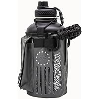 Iron Infidel Battle Bottle - 32oz or 64oz Insulated Water Bottle, Stainless Steel Tactical Water Bottle for Gym Workout with Paracord Handle & Rugged, Removable Sleeve to Store Keys, Wallet & Phone