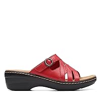 Clarks Women's Merliah Holly Slide Sandal, Red Leather, 8.5