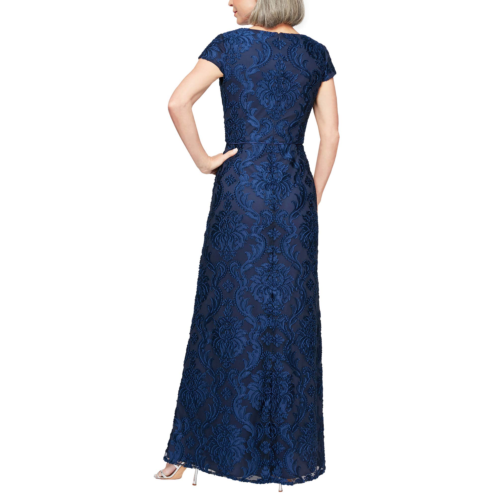 Alex Evenings Women's Long Velvet Burnout Dress (Petite and Regular Sizes)