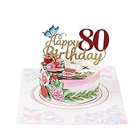 Pop Up Card, 80Th Birthday Card, Happy Birthday Gift For Men, Women, Brother, Sister, Mom, Dad And Friend