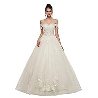 2018 Women's Luxury Off The Shoulder Crystal Beaded Wedding Dress Sequins Floral Embroidery Bridal Gown
