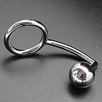 Anal Plug Cock Ring with Ball Metal Steel Hook Chrome Butt