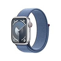 Apple Watch Series 9 [GPS + Cellular 41mm] Smartwatch with Silver Aluminum Case with Winter Blue Sport Loop. Fitness Tracker, Blood Oxygen & ECG Apps, Carbon Neutral (Renewed)