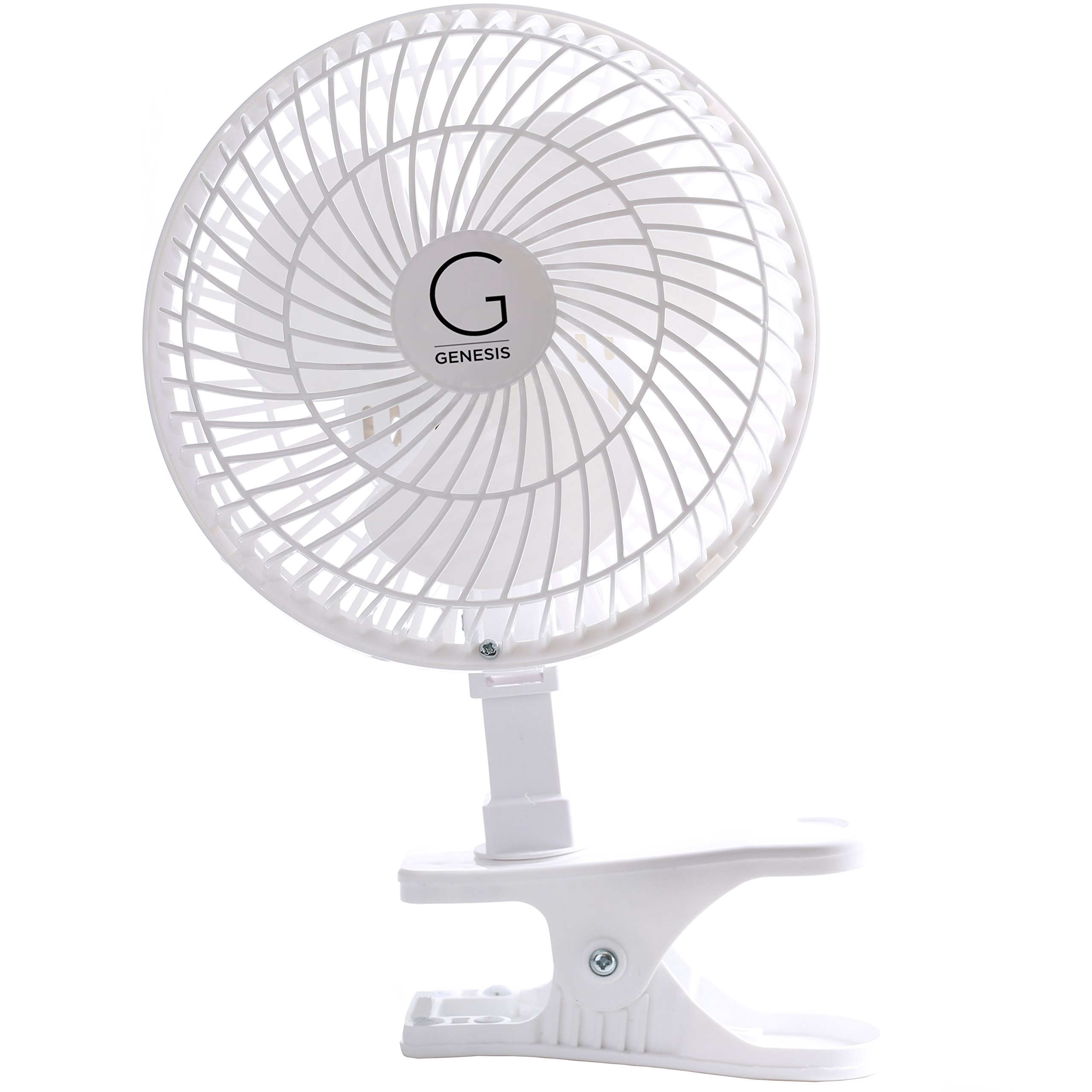 Genesis 6-Inch Clip Convertible Table-Top & Clip Fan Two Quiet Speeds - Ideal For The Home, Office, Dorm, More White