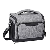 Amazon Basics Compact Camera Shoulder Bag for SLR/DSLR with Waterproof Rain Cover - 10 x 9 x 4 Inches, Gray, Solid
