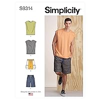 Simplicity Men's Knit Top and Shorts Sewing Pattern Kit, Code S9314, Sizes XS-S-M-L-XL, Multicolor