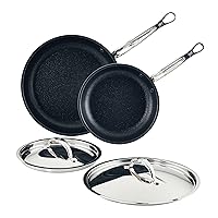 Hestan - ProBond Collection - TITUM Nonstick Triple Bonded Stainless Steel Skillets with Lids, Induction Cooktop Compatible, Made without PFOAs (8.5 & 11-inch)