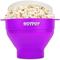 The Original Hotpop Microwave Popcorn Popper, Silicone Popcorn Maker, Collapsible Bowl BPA-Free and Dishwasher Safe- 20 Colors Available (Purple)