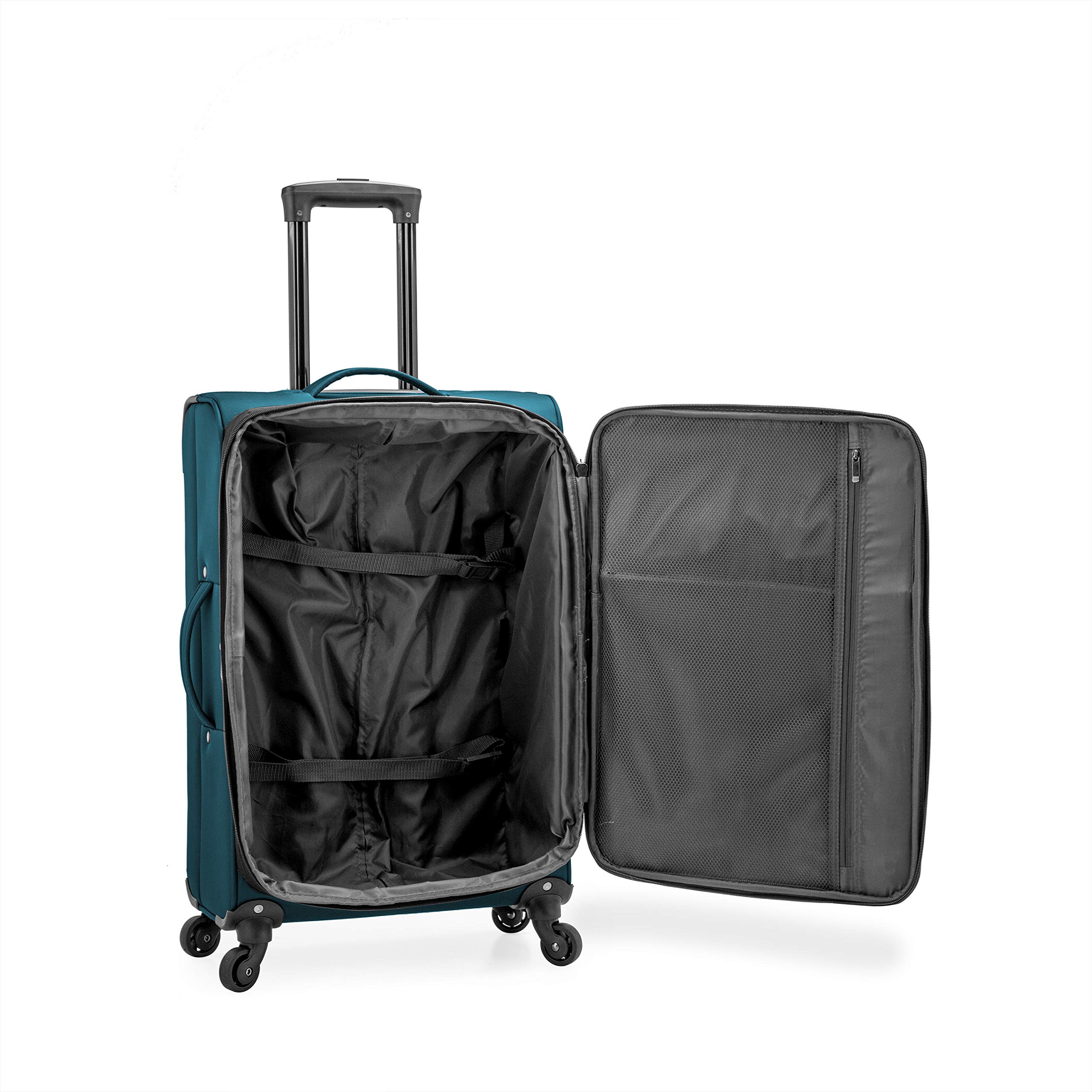 U.S. Traveler Anzio Softside Expandable Spinner Luggage, Teal, Checked-Medium 26-Inch