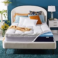 Dual Layer 4 Inch Memory Foam Mattress Topper, King Size, Medium Support, 2 Inch Cooling Gel Memory Foam Plus 2 Inch Pillow Top Cover