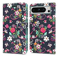 CoverON Pouch for Google Pixel 8 Pro Wallet Case for Women, RFID Blocking Flip Folio Stand Vegan Leather Floral Cover Sleeve Card Slot Fit Pixel 8 Pro Phone Case - Flower