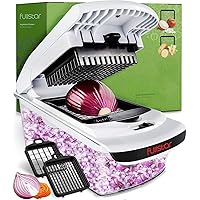 Vegetable Chopper - Spiralizer Vegetable Slicer - Onion Chopper with Container - Pro Food Chopper - Slicer Dicer Cutter - (2 in 1, White)