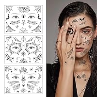 Halloween Temporary Tattoos - Halloween Spider Face Tattoos Stickers,3 Sheet Spider Web Temporary Tattoos Stickers Body Tattoos Stickers for Halloween Cosplay Accessories Party Favor Supplies