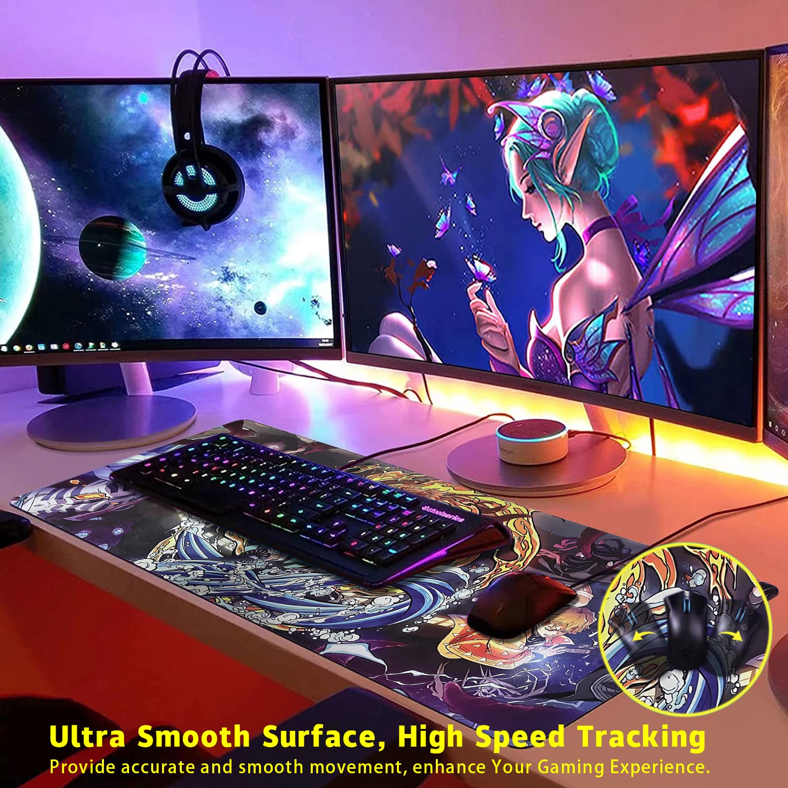 Huzain products Mouse Pad Anime Mouse Pad Gaming Mouse Pad Large Mouse Pad,Extended  Desk Mat Desk Pad for Mouse Suitable.9in x 7in