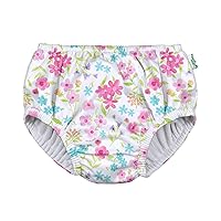 i play. by green sprouts baby girls Pull-up Reusable and Toddler Swim Diaper, White Flower Bouqet, 6-12 Months US