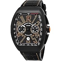 Vanguard Mens Titanium Automatic Chronograph Watch - Tonneau Black Dial with Luminous Hands, Date and Saphhire Crystal - Swiss Made with Tachymeter Scale V 45 CC DT TT NR BR 5N